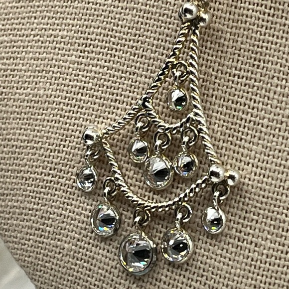 Vintage Diamonique Sterling Silver Chandelier Pendant Necklace, 16" - Picture 6 of 17